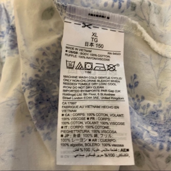 Gap Kids White and Blue Cotton Oversized Top - Picture 4 of 6